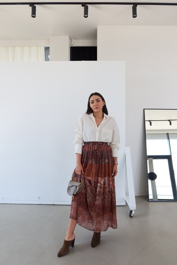 Etnik Desen Pileli Etek