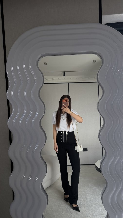 Çift Fermuarlı Tayt Pantolon