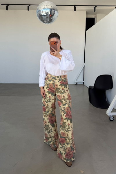 Desenli Düz Kesim Pantolon