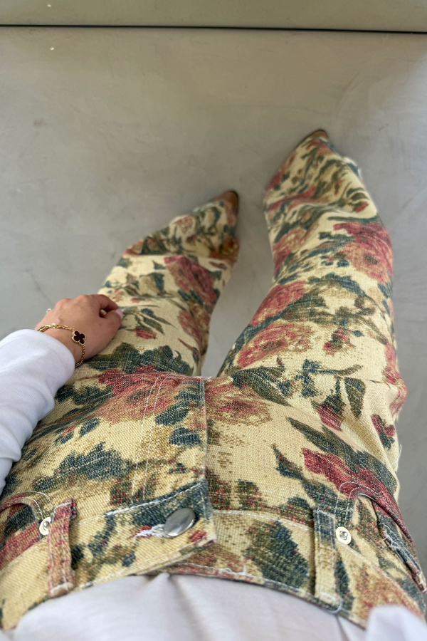 Desenli Düz Kesim Pantolon