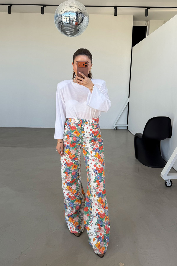 Çiçek Desenli Pantolon