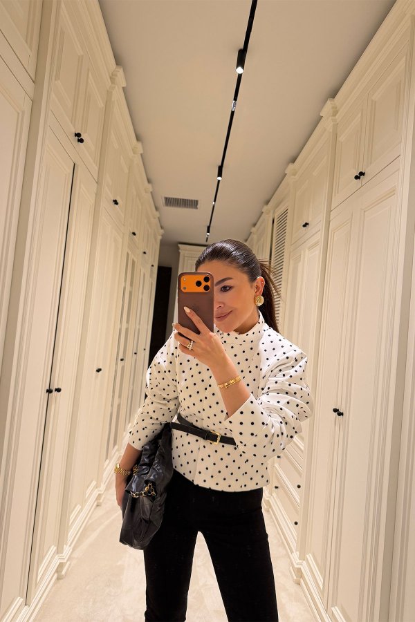 Puantiyeli Kemerli Ceket