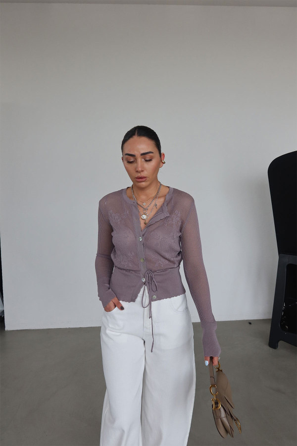 Belden Bağlamalı İnce Hırka