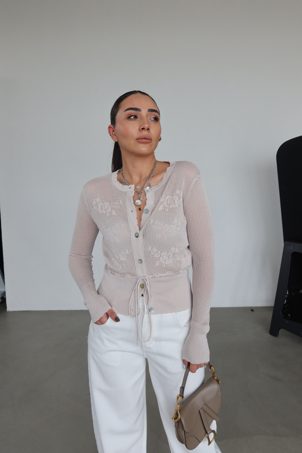 Belden Bağlamalı İnce Hırka