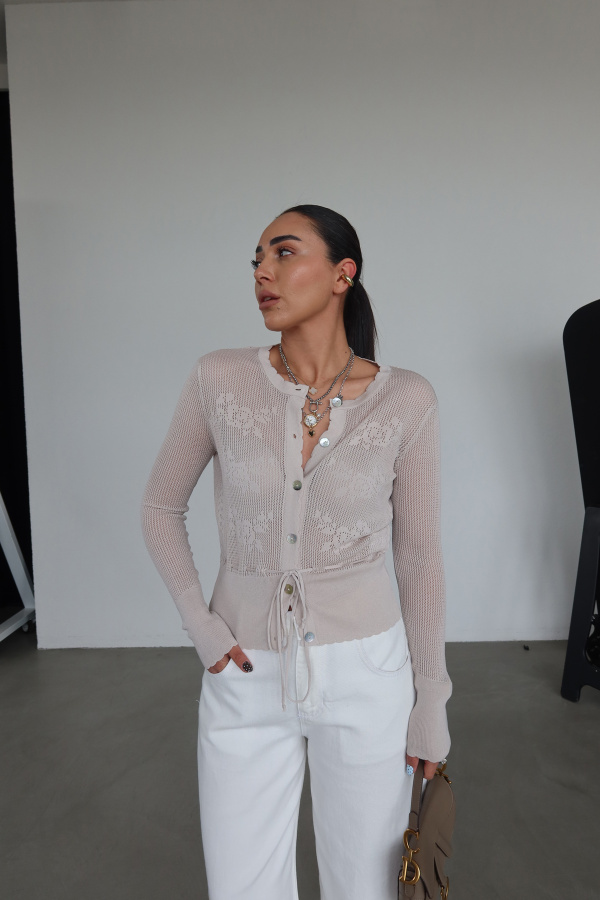 Belden Bağlamalı İnce Hırka