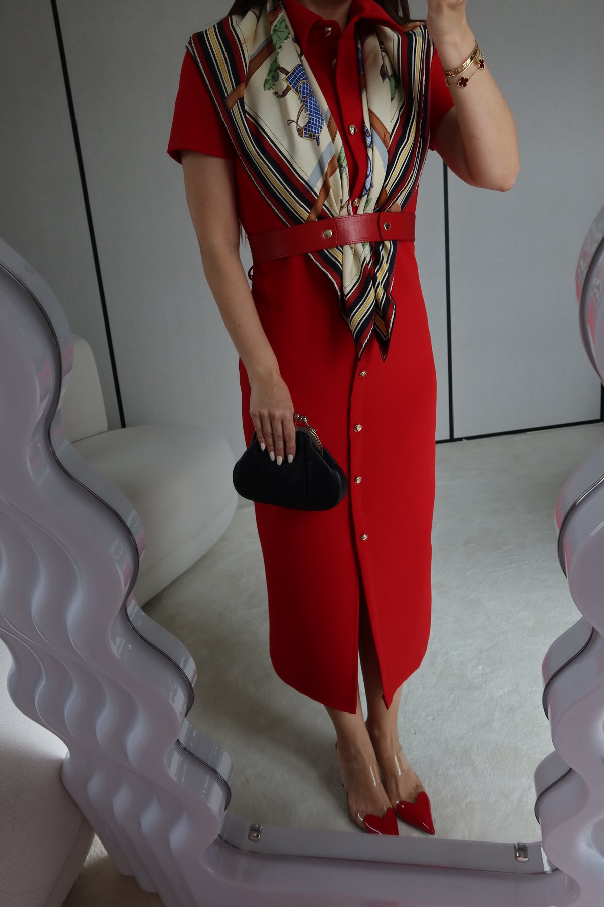 Gold Düğmeli Maksi Gömlek Elbise