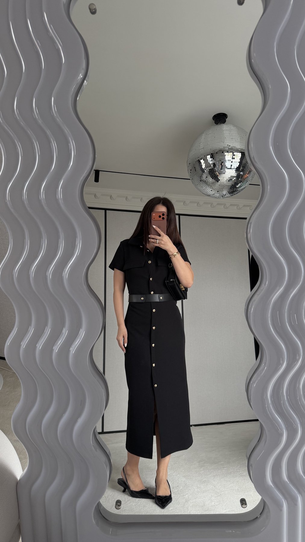 Gold Düğmeli Maksi Gömlek Elbise