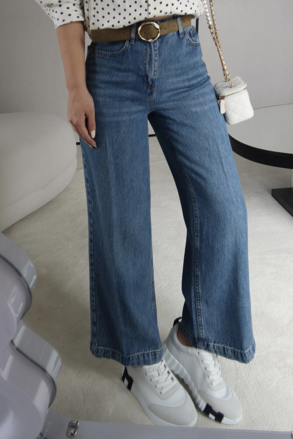 Taşlamalı Wideleg Jean