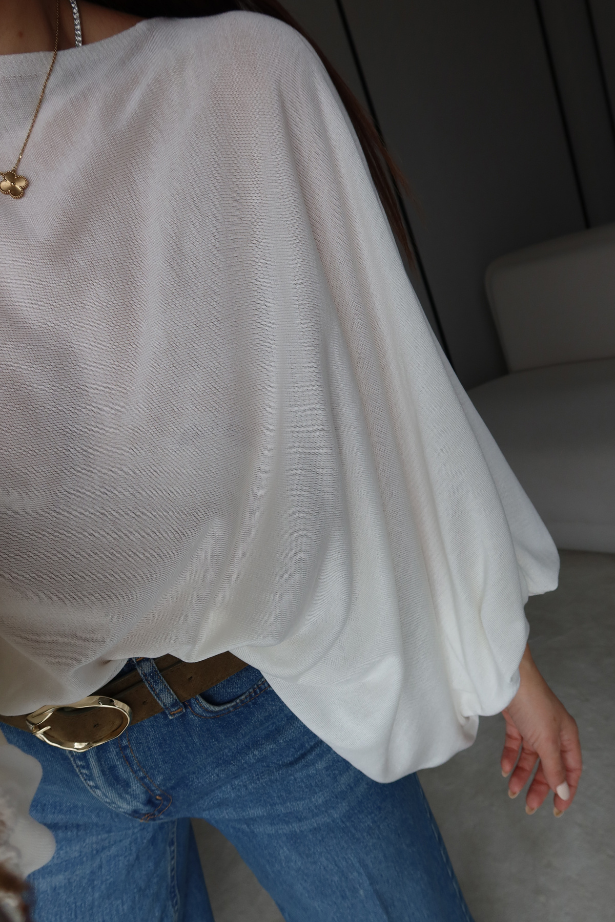 Kolları Lastikli Dökümlü Triko