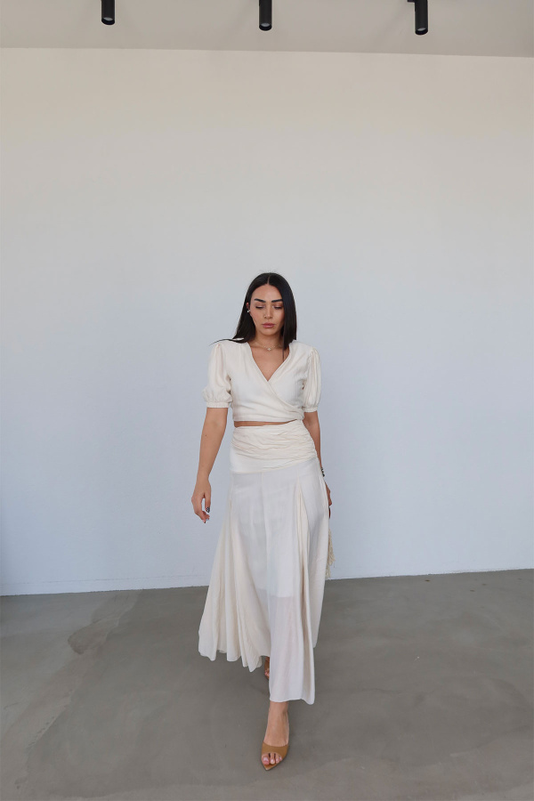 Bağlamalı Bluz Etek Takım