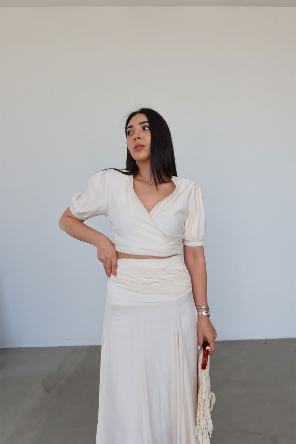 Bağlamalı Bluz Etek Takım