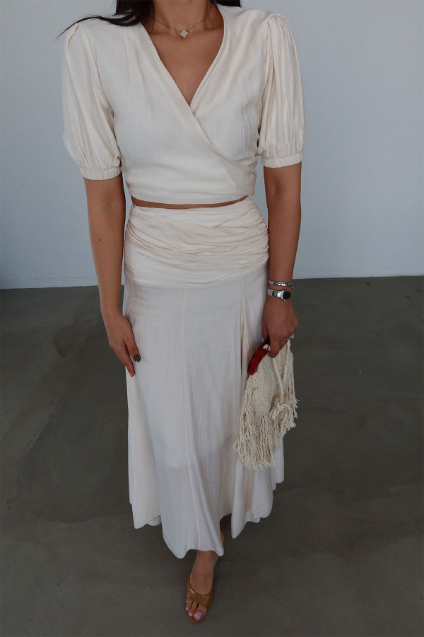 Bağlamalı Bluz Etek Takım