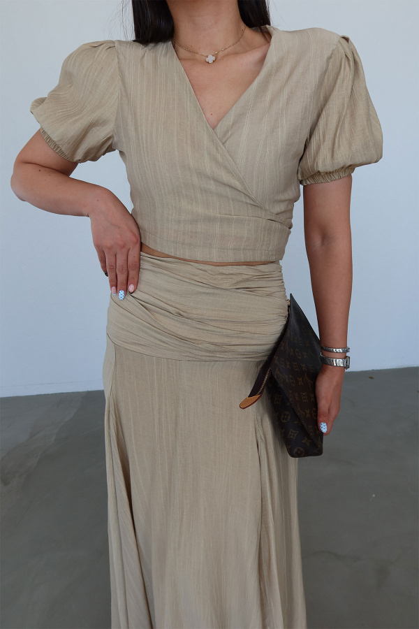 Bağlamalı Bluz Etek Takım