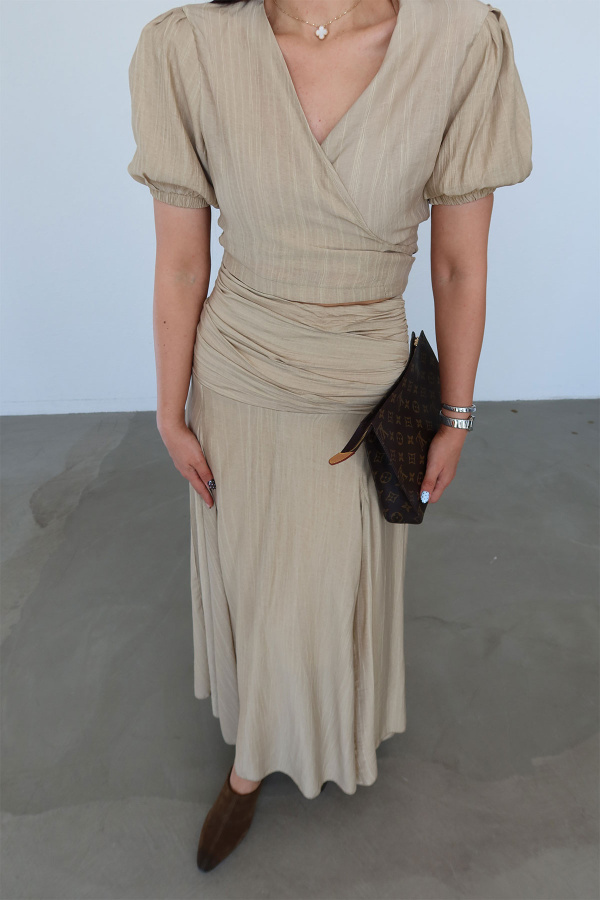 Bağlamalı Bluz Etek Takım