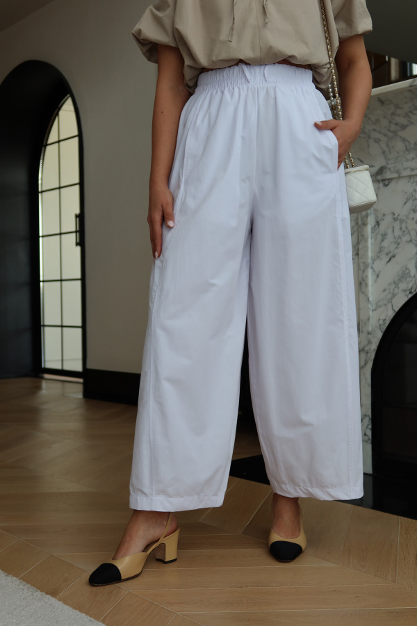 Beli Lastik ve Bağlamalı Geniş Paça Pantolon