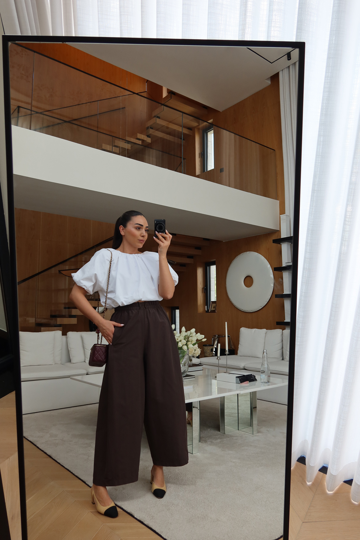 Beli Lastik ve Bağlamalı Geniş Paça Pantolon