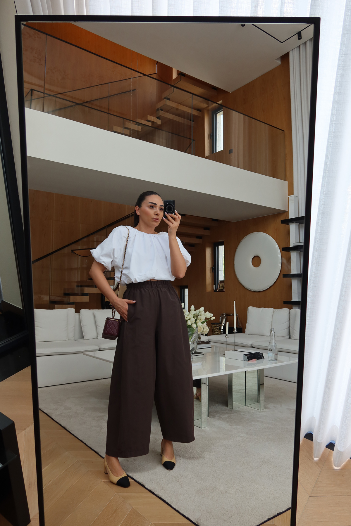 Beli Lastik ve Bağlamalı Geniş Paça Pantolon