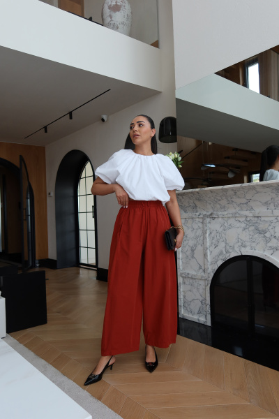 Beli Lastik ve Bağlamalı Geniş Paça Pant