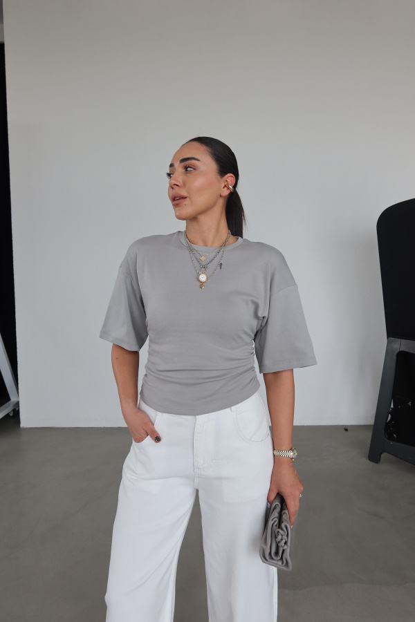 Yarasa Kol Yanları Büzgülü Bluz