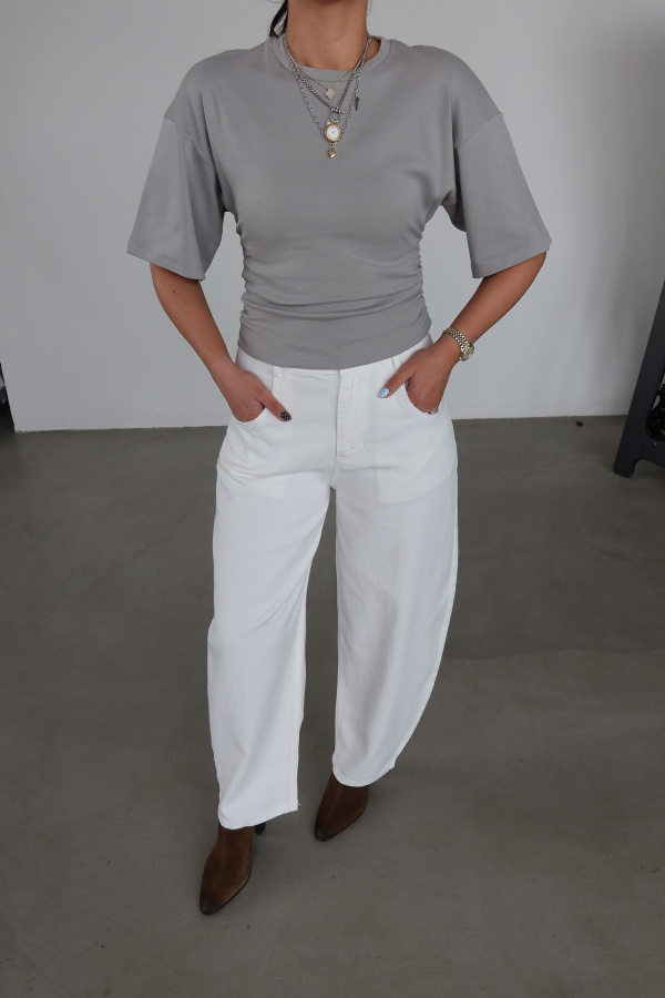 Yarasa Kol Yanları Büzgülü Bluz