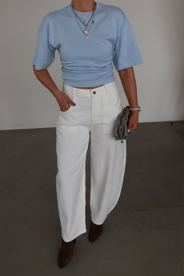 Yarasa Kol Yanları Büzgülü Bluz