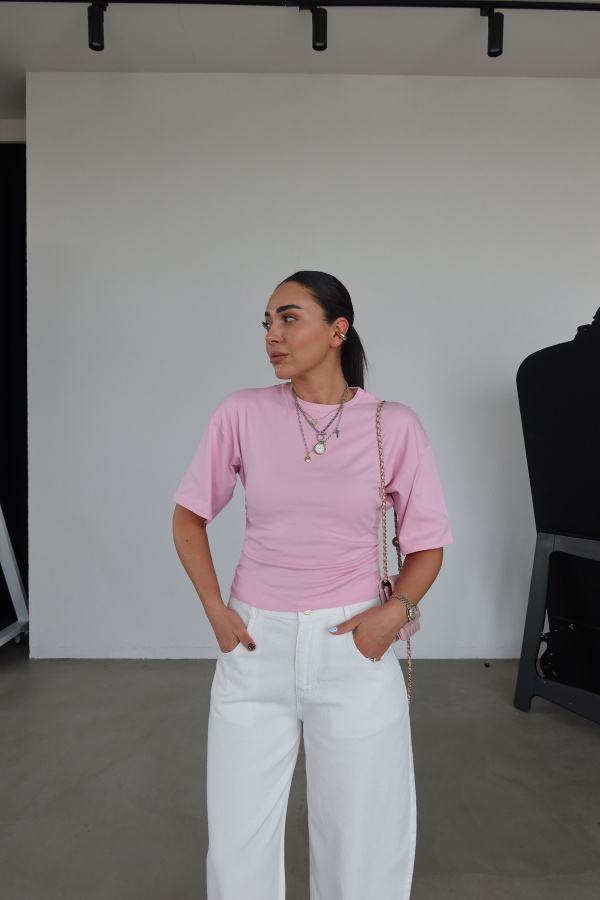 Yarasa Kol Yanları Büzgülü Bluz