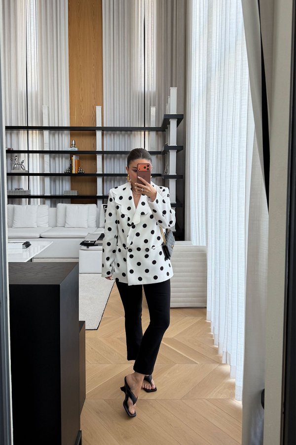 Kruvaze Puantiyeli Ceket