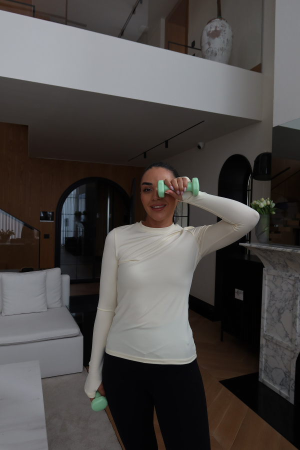 Uzun Kollu Likralı Basic Tshirt