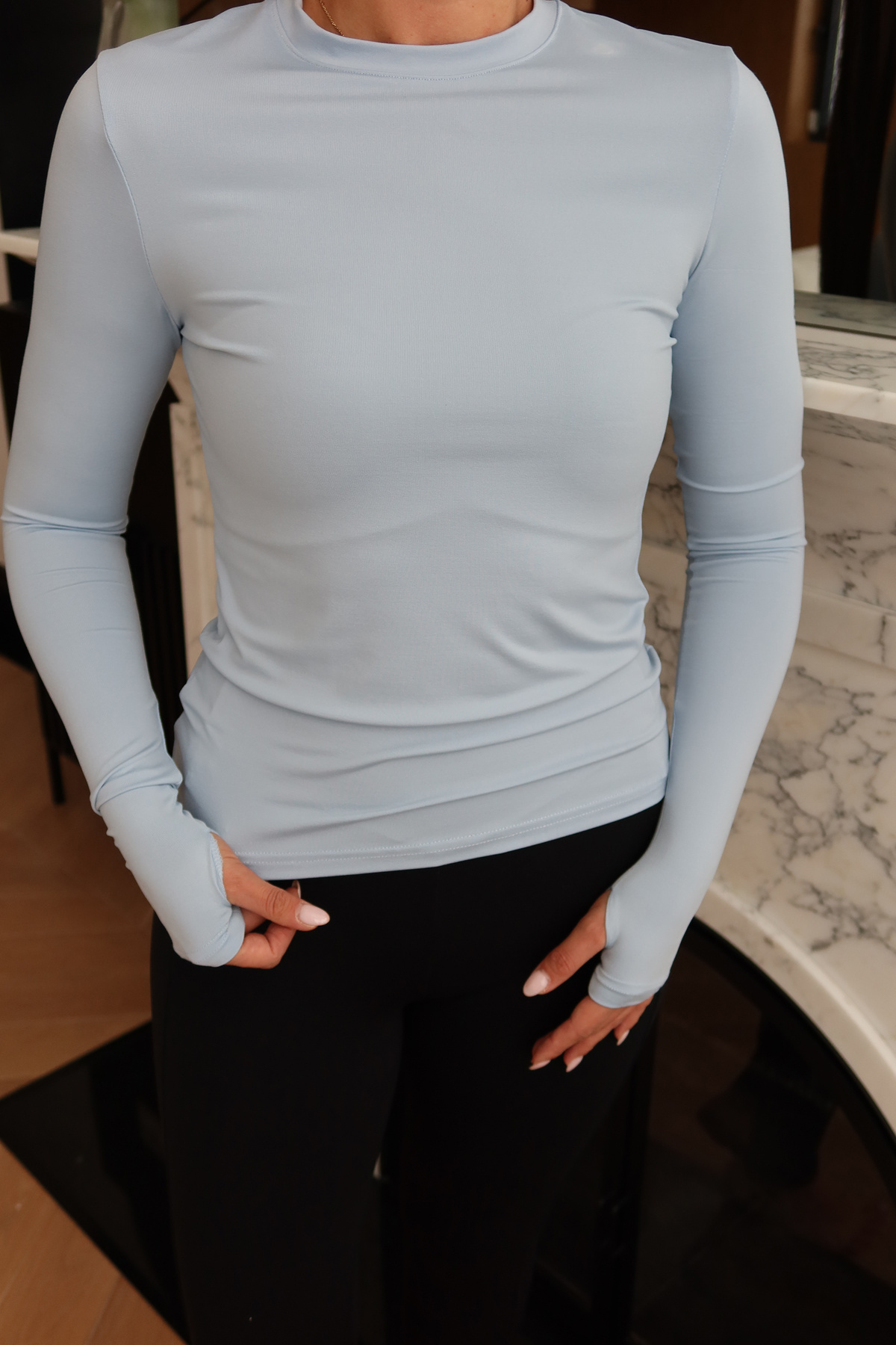 Uzun Kollu Likralı Basic Tshirt