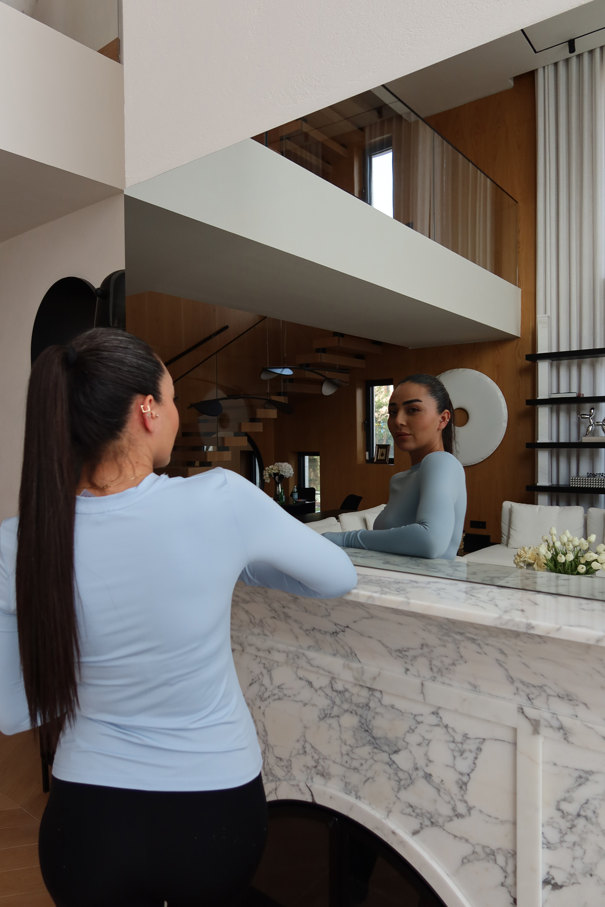 Uzun Kollu Likralı Basic Tshirt