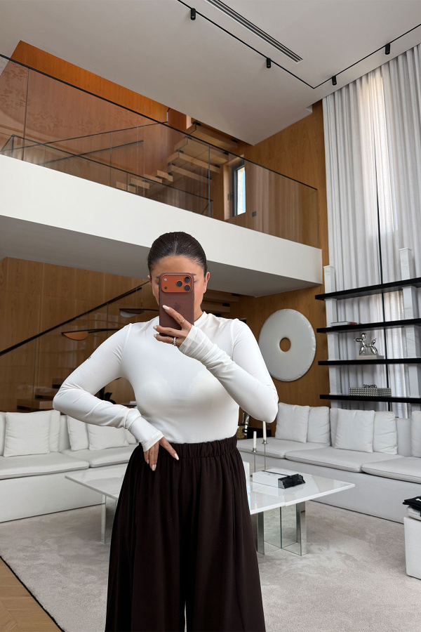 Uzun Kollu Likralı Basic Tshirt