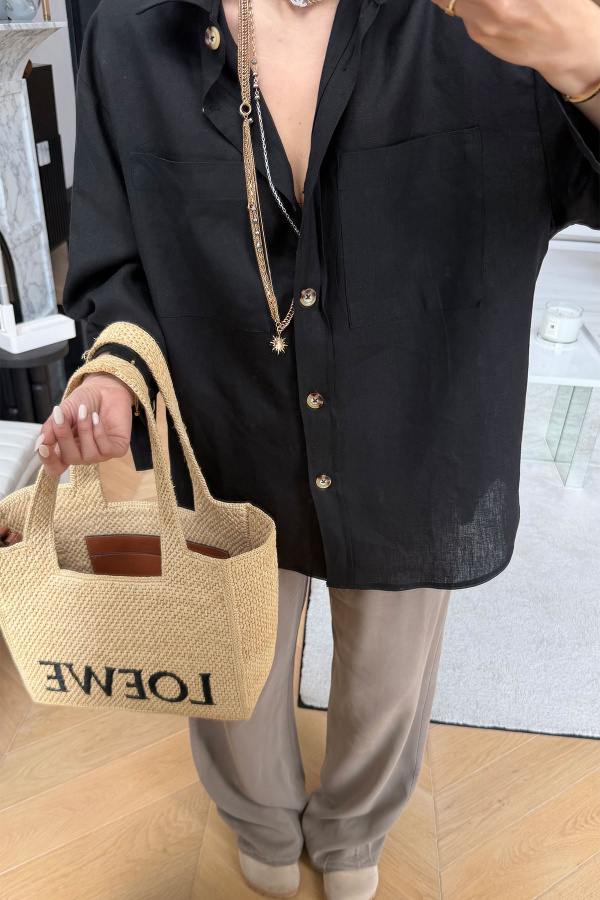 Çift Cepli Keten Gömlek