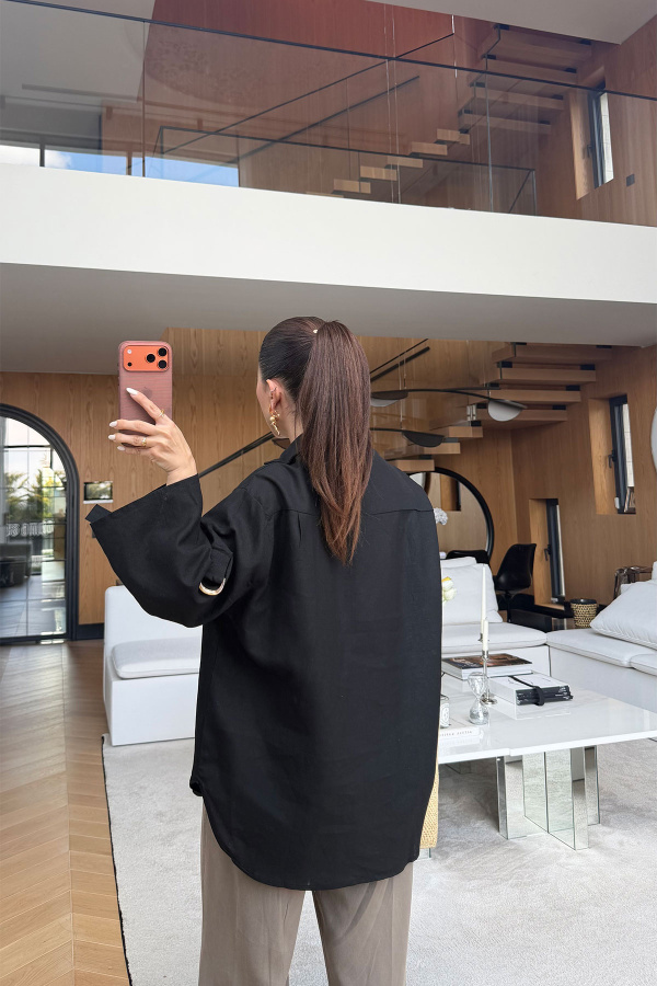 Çift Cepli Keten Gömlek