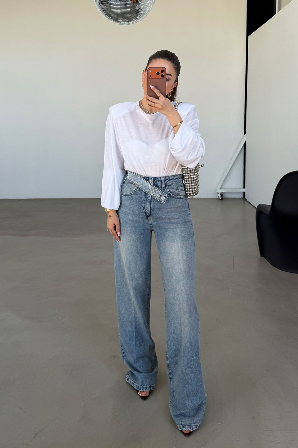 Kemeri Taşlı Straight Jean