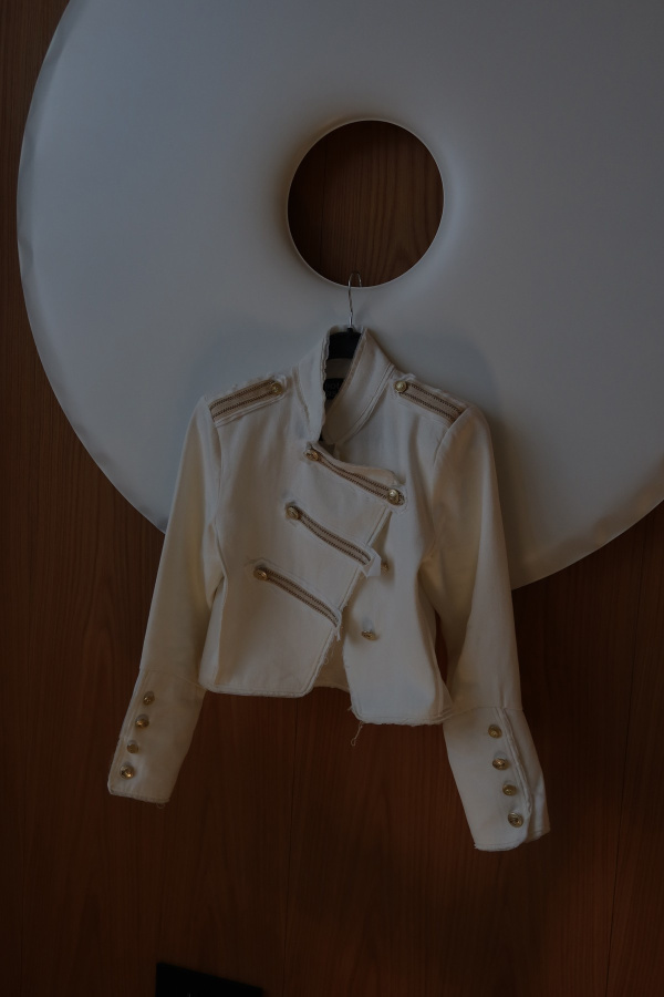 Apoletli Gold Düğmeli Denim Ceket