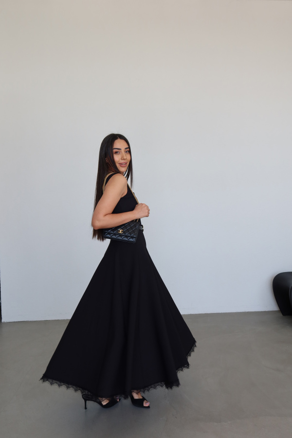 Kalın Askılı Dikişli Elbise