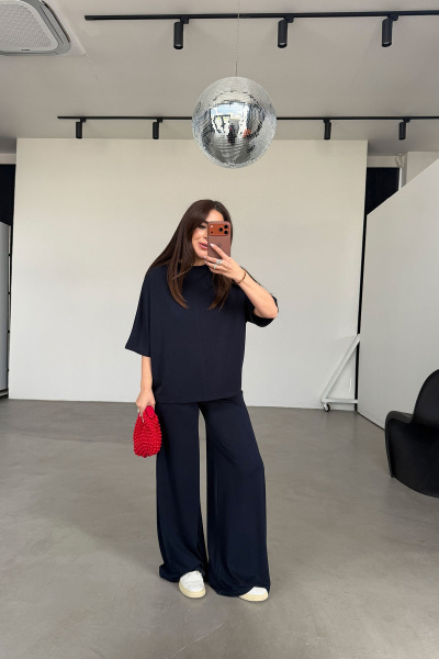 Yarasa Kol Örme Tişört Pantolon Takım