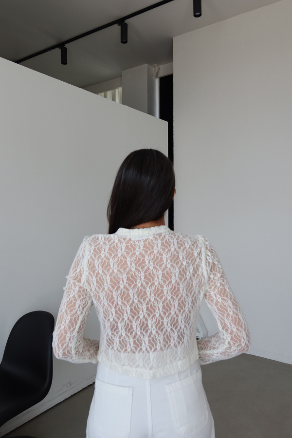 Bisiklet Yaka Dantel Bluz