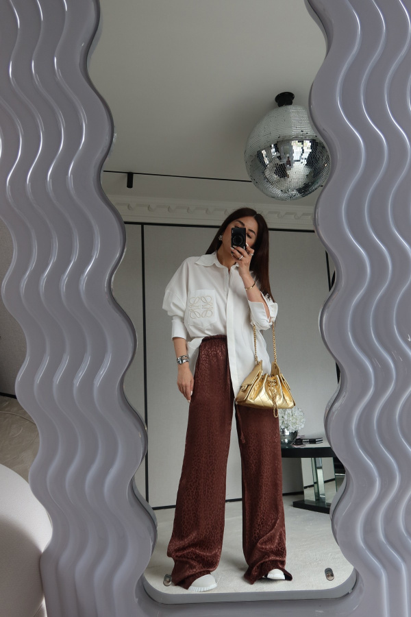 Jakarlı Saten Pantolon