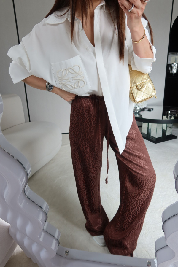 Jakarlı Saten Pantolon