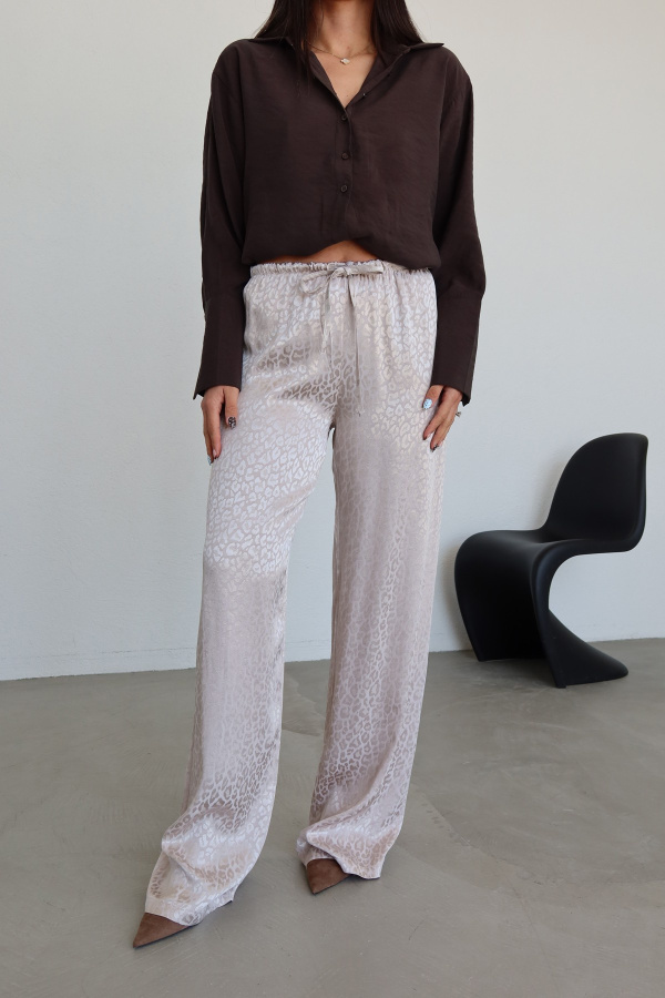 Jakarlı Saten Pantolon