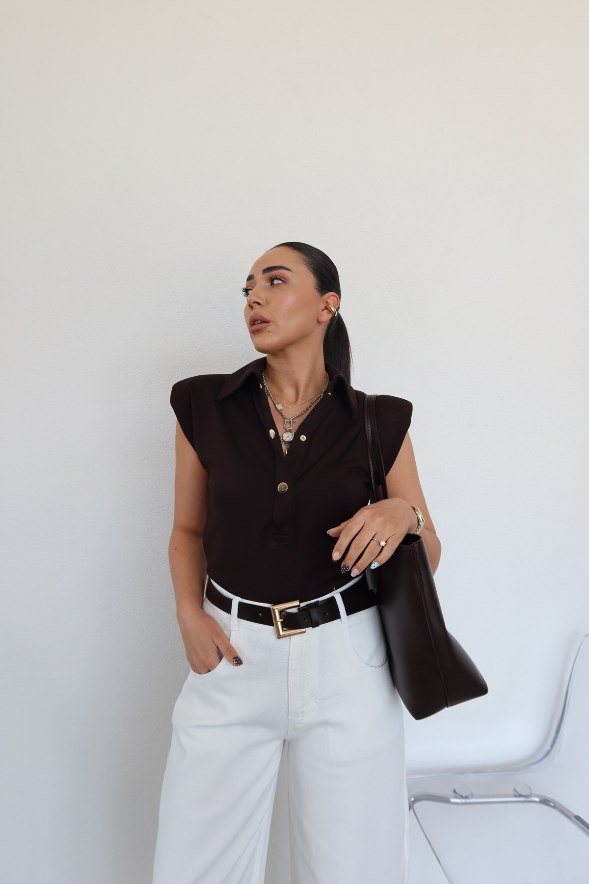Gömlek Yaka Çıtçıtlı Bodysuit