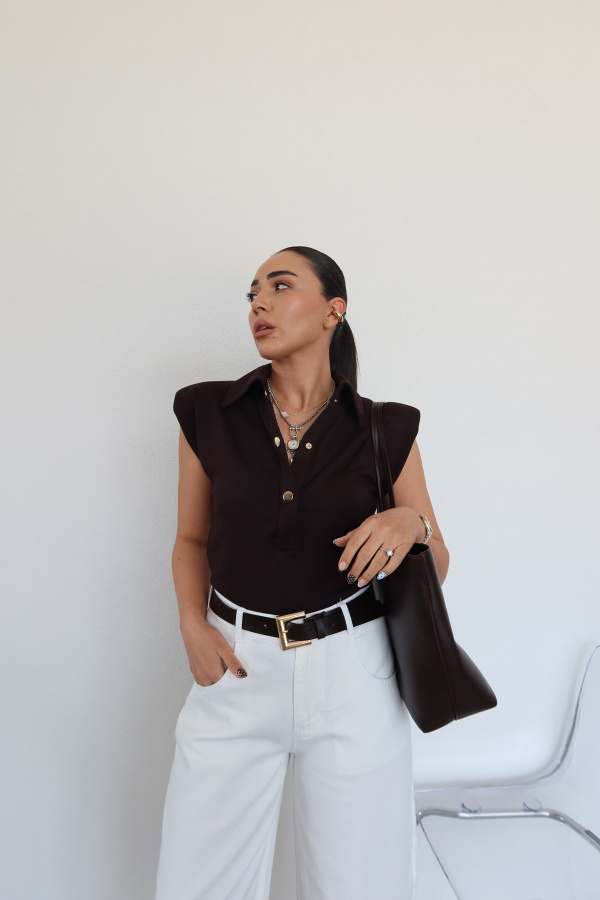 Gömlek Yaka Çıtçıtlı Bodysuit