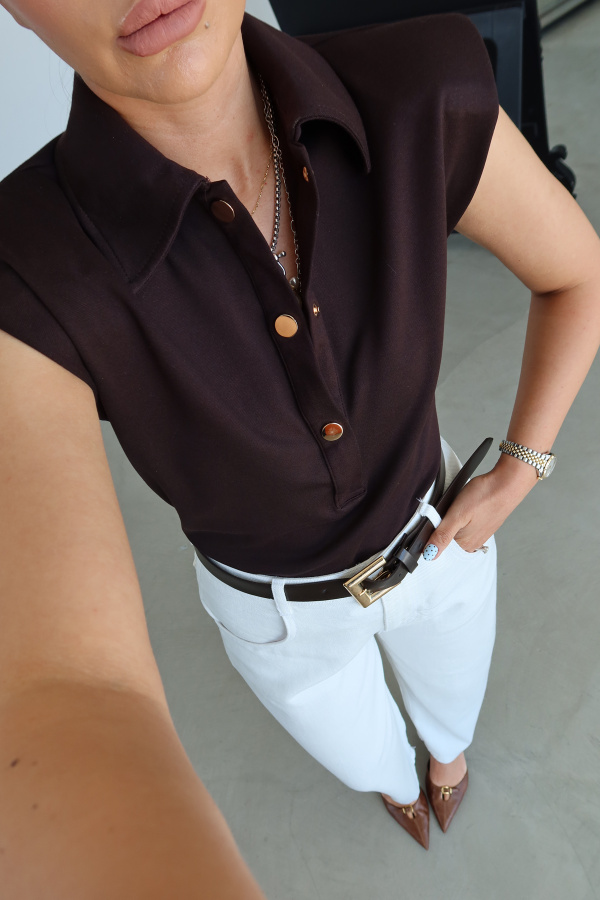 Gömlek Yaka Çıtçıtlı Bodysuit