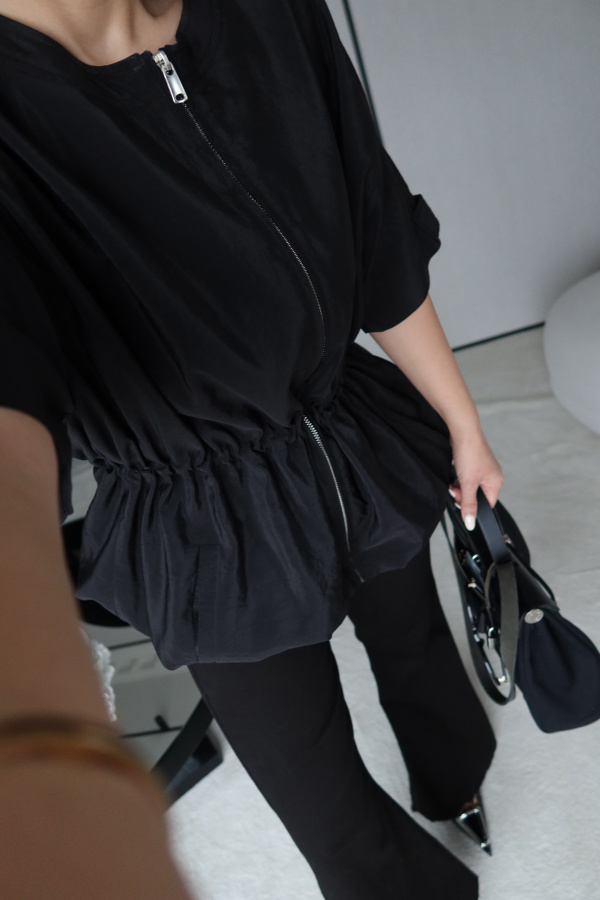 Fermuarlı Bel Büzgülü Ceket