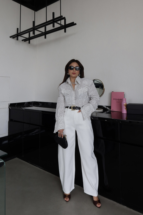 Kendinden Desenli Balon Jean