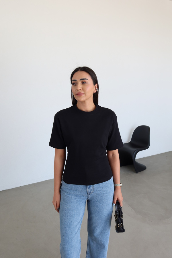 Arkadan Bağlamalı Basic Tişört