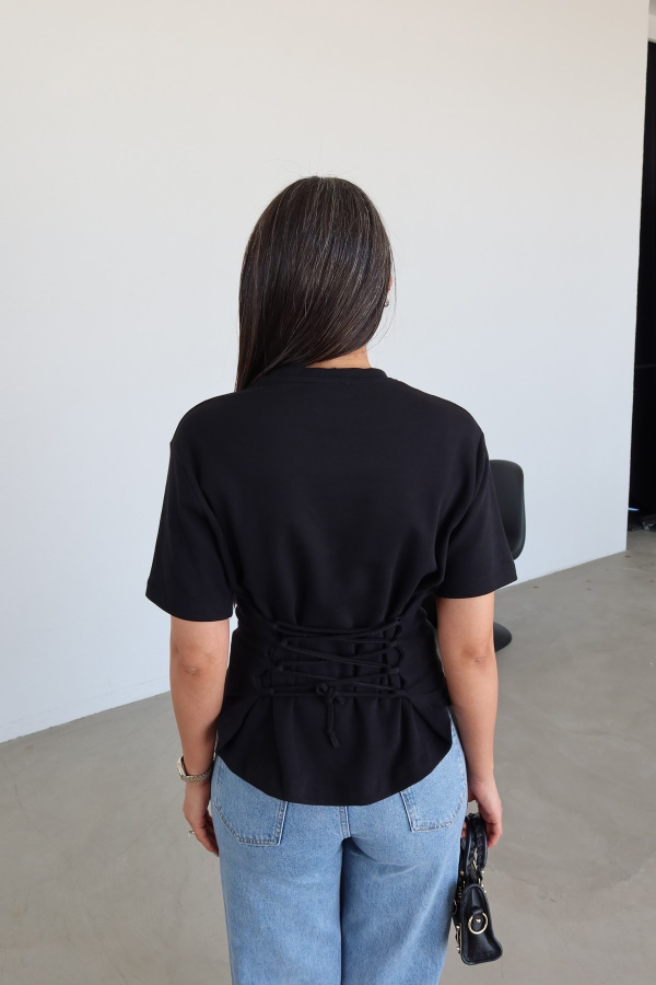 Arkadan Bağlamalı Basic Tişört