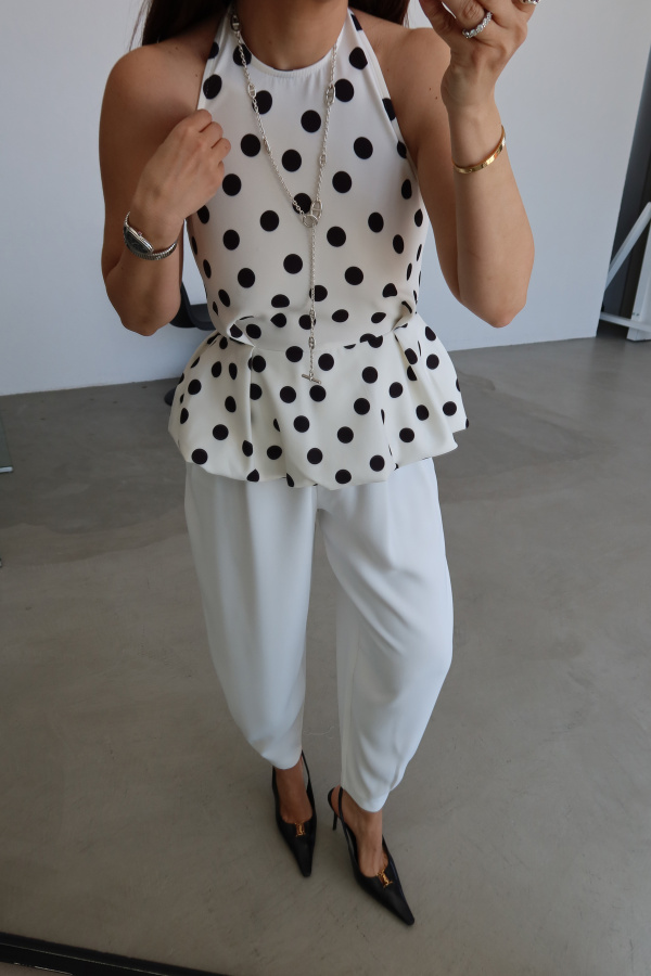 Kolsuz Puantiyeli Bluz