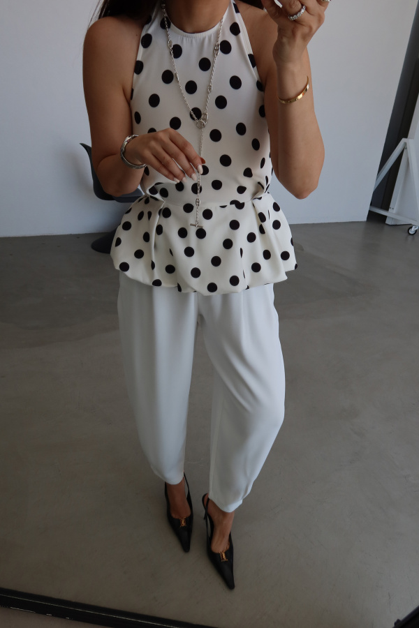 Kolsuz Puantiyeli Bluz